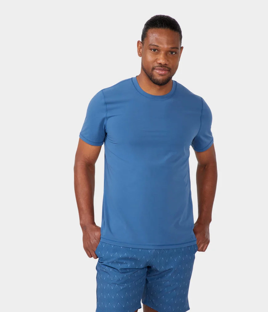 Blue Men's Manduka REVIVE T Shirts | 7206502